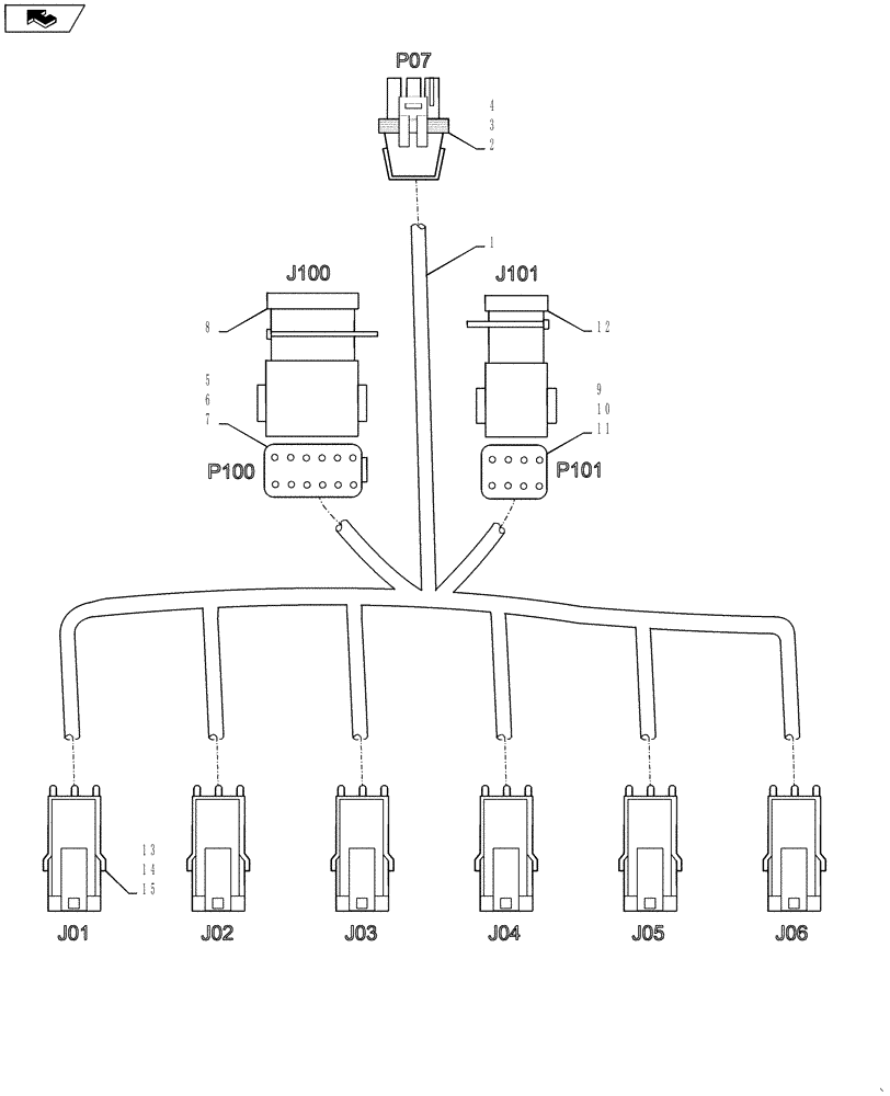 Схема запчастей Case IH 4420 - (12-045) - HARNESS, AIM, 6 NOZZLE TIP (06) - ELECTRICAL