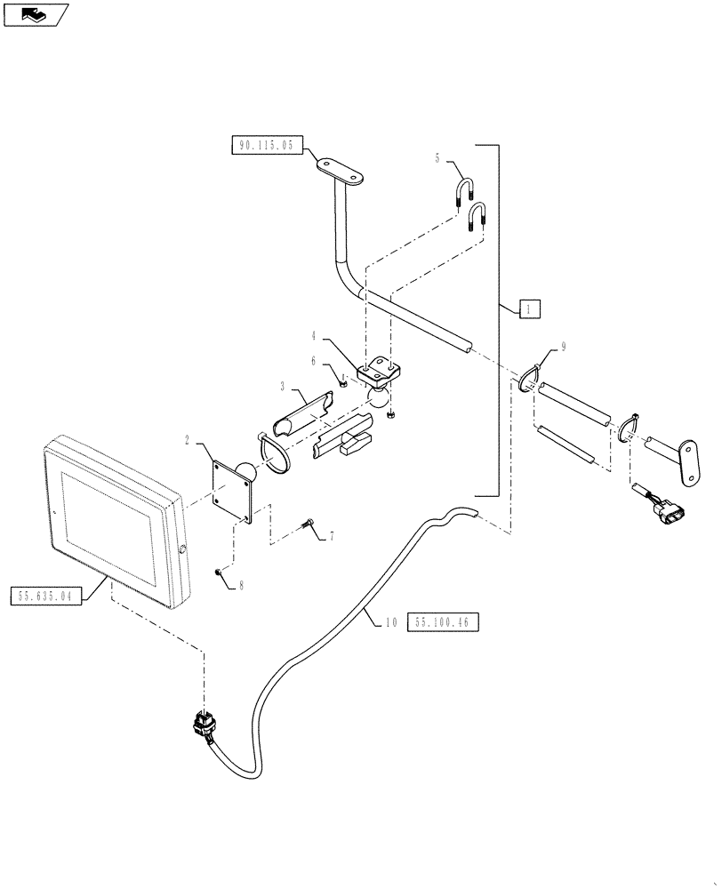 Схема запчастей Case IH 4430 - (55.911.06) - AFS MONITOR READY OPTION (55) - ELECTRICAL SYSTEMS