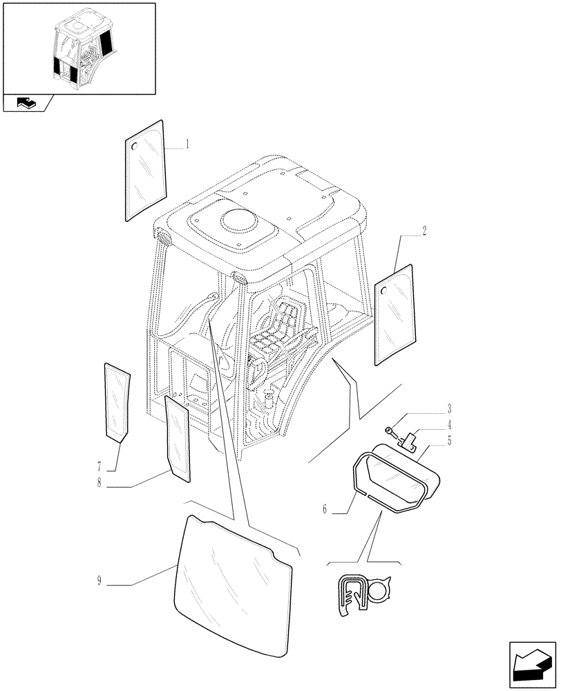 Схема запчастей Case IH FARMALL 85C - (1.92.92[05]) - CAB GLASS AND RELEVANT PARTS (10) - OPERATORS PLATFORM/CAB