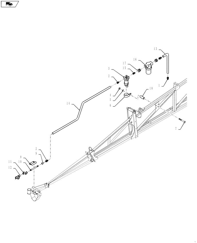 Схема запчастей Case IH 4420 - (11-009[01]) - NOZZLE GROUP, LEFT BOOM, 90, FENCE ROW, BSN Y9T026406 Options