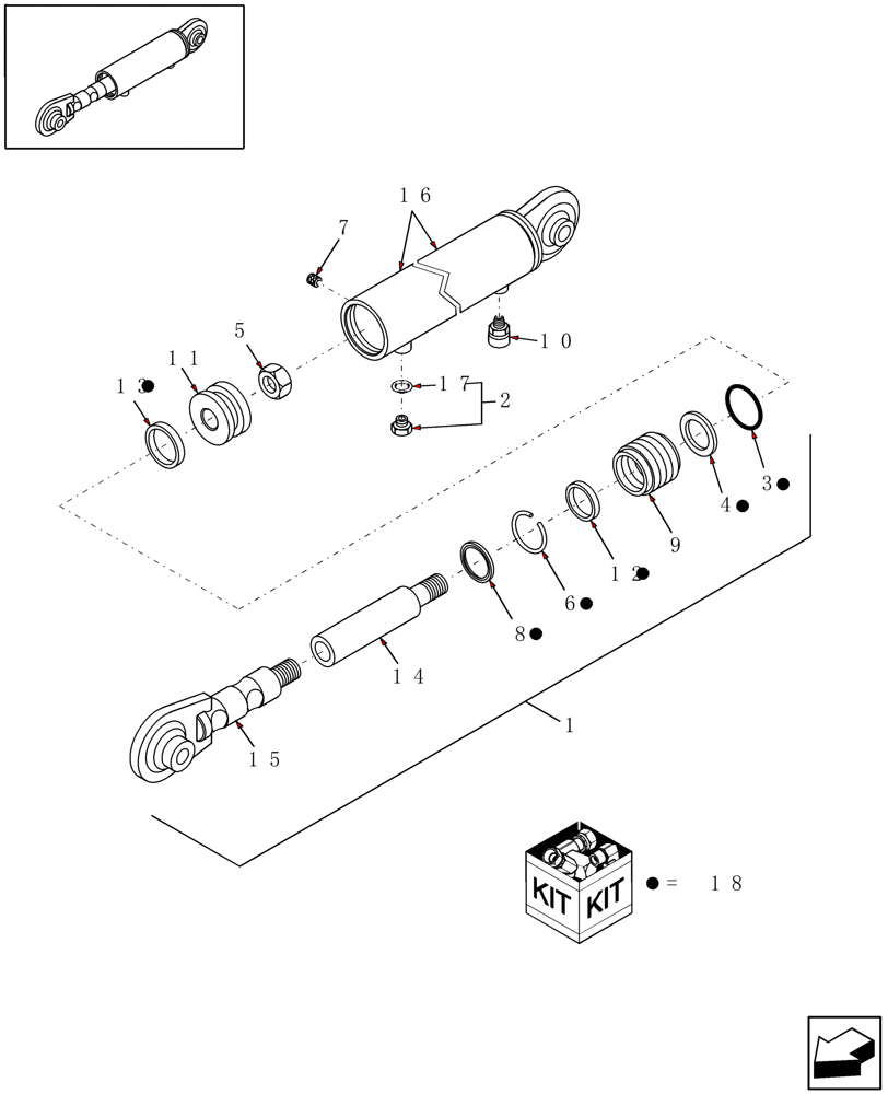 Схема запчастей Case IH DCX131 - (07.04[1]) - HYDRAULIC CYLINDER, TILT, PRIOR TO PIN HCA0008152 (07) - HYDRAULICS