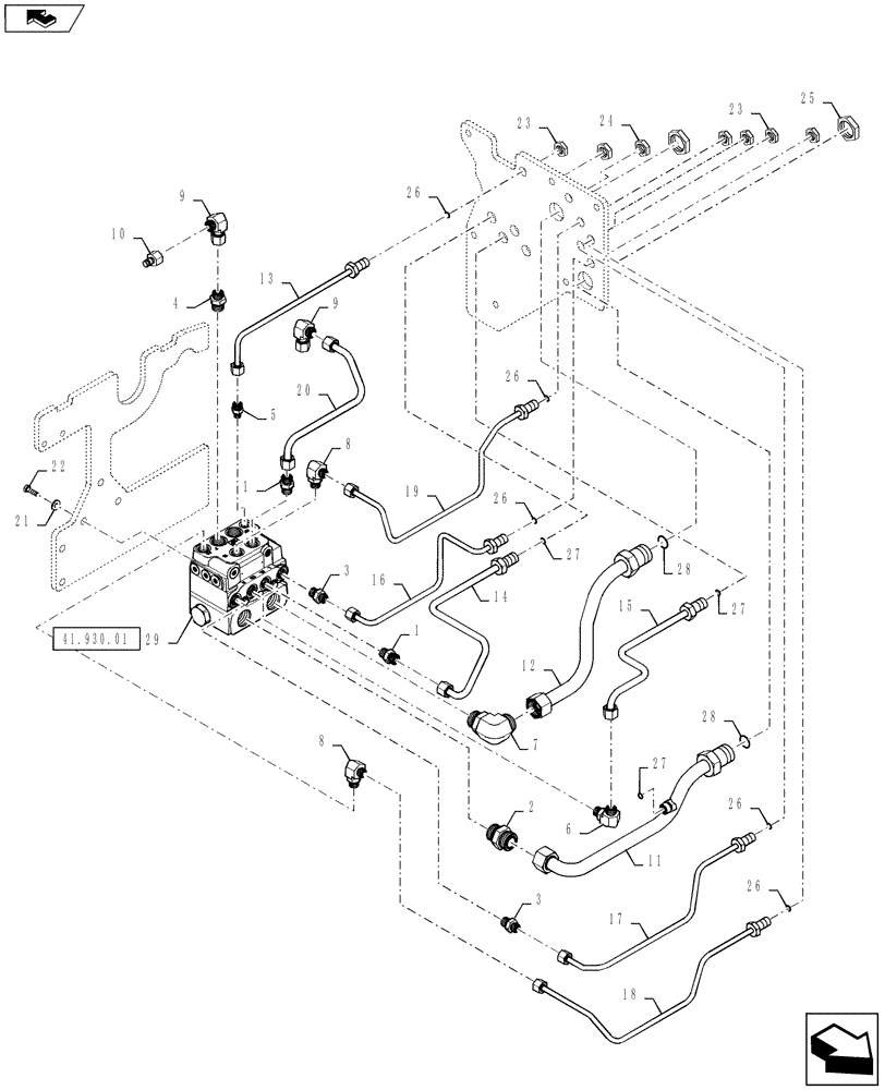 Схема запчастей Case IH STEIGER 500 - (41.920.03) - NON-AUTOGUIDANCE - VALVE, VALVE FITTINGS, & PLUMBING - WHEELED (41) - STEERING