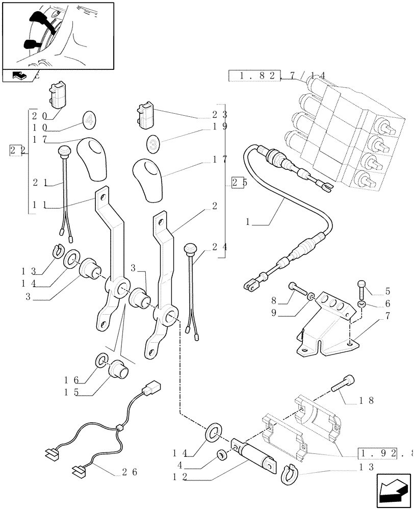 Схема запчастей Case IH FARMALL 65C - (1.92.82/13) - 4 REAR REMOTE VALVES FOR EDC W/HYDRAULIC DIVIDER - LEVERS (VAR.331166) (10) - OPERATORS PLATFORM/CAB