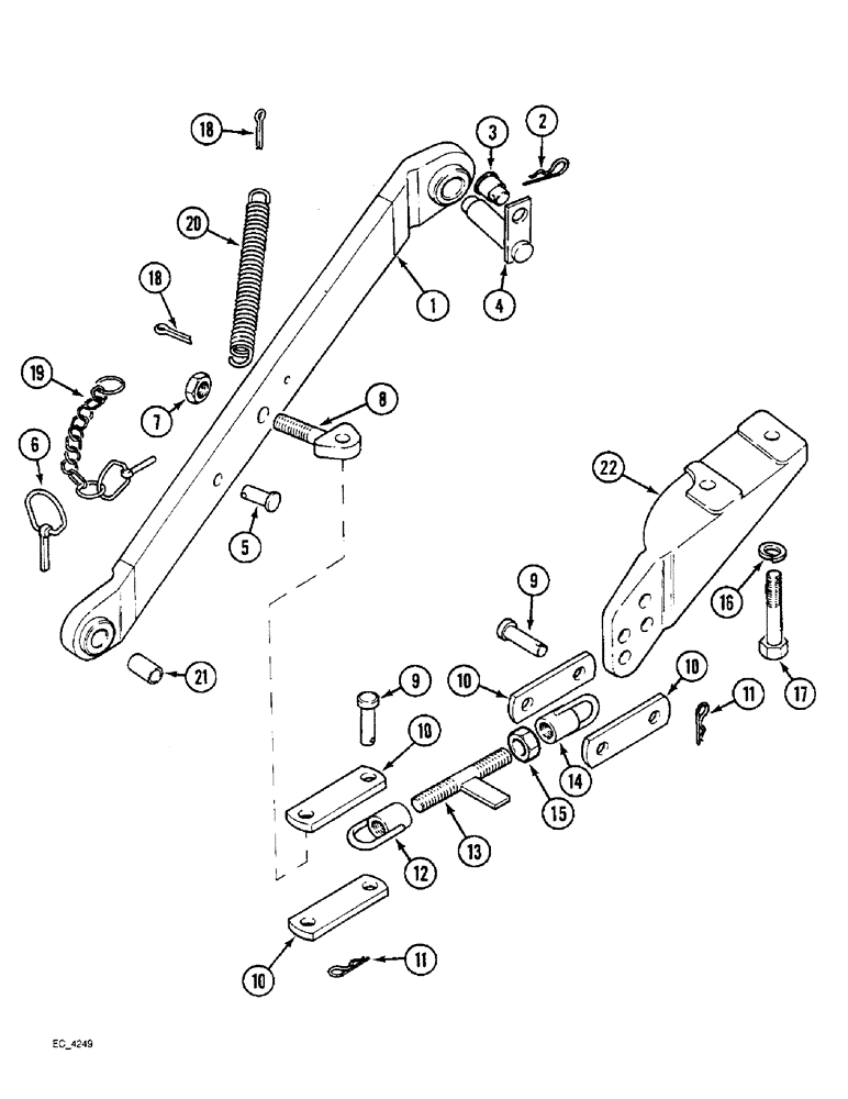 Схема запчастей Case IH 4240 - (9-106) - THREE POINT HITCH, FIXED LOWER LINKS (09) - CHASSIS/ATTACHMENTS