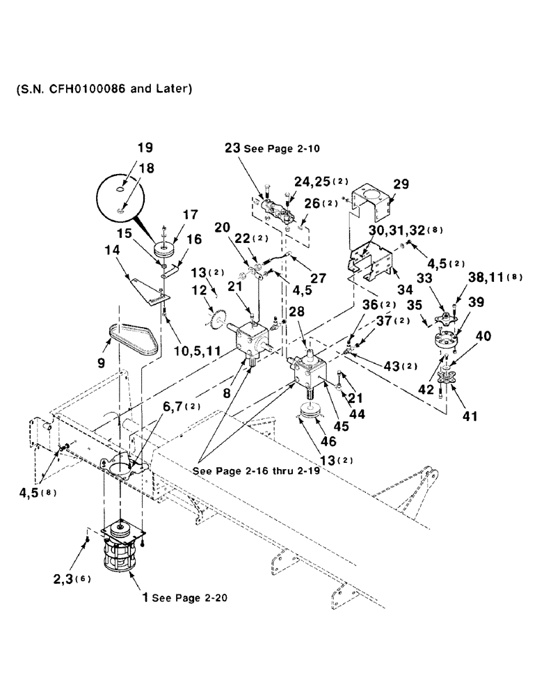 Схема запчастей Case IH 8850 - (2-08) - HEADER DRIVE ASSEMBLY, RIGHT, SERIAL NUMBER CFH0100086 AND LATER (58) - ATTACHMENTS/HEADERS