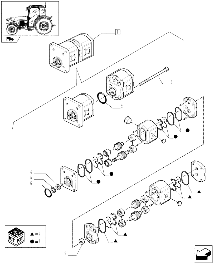 Схема запчастей Case IH FARMALL 95N - (1.42.0/ D) - HYDRAULIC PUMP - BREAKDOWN (04) - FRONT AXLE & STEERING