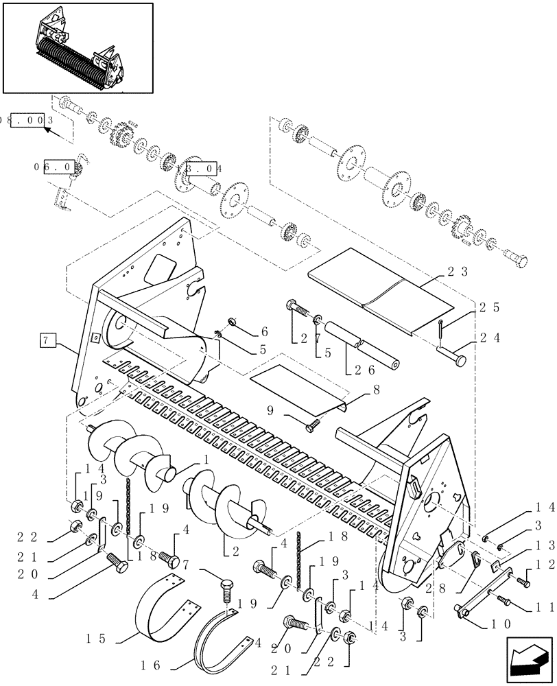 Схема запчастей Case IH LBX331R - (13.06[01]) - PICK-UP, FRAME (13) - FEEDER