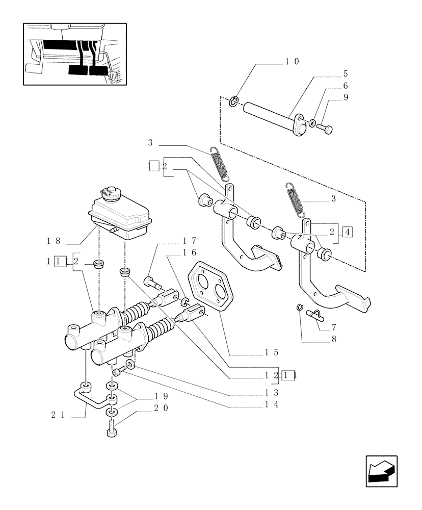 Схема запчастей Case IH JX70U - (1.95.0) - BRAKES - PEDALS & CYLINDERS (10) - OPERATORS PLATFORM/CAB