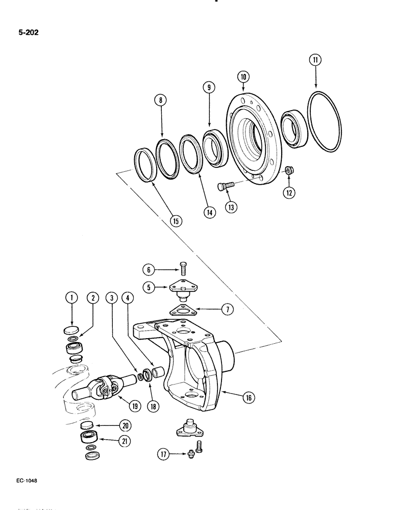 Схема запчастей Case IH 885 - (5-202) - STEERING KNUCKLE, 4 WHEEL DRIVE, APL-330 FRONT AXLE (05) - STEERING