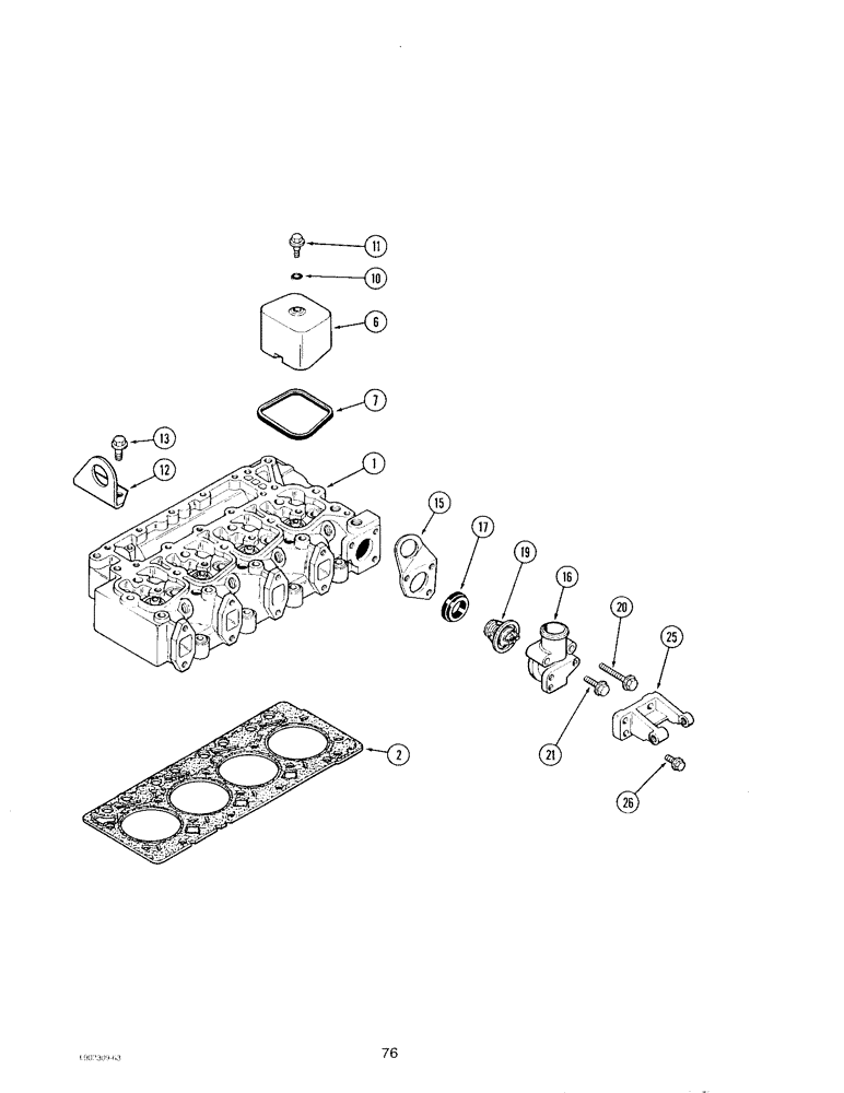 Схема запчастей Case IH 4390T - (076) - CYLINDER HEAD COVERS AND GASKET, 4-390 AND 4T-390 ENGINES 