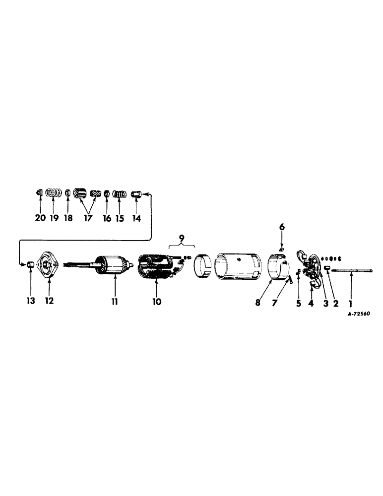 Схема запчастей Case IH B414 - (067) - ELECTRICAL SYSTEM, CRANKING MOTOR, DELCO REMY, CARBURETED ENGINE TRACTORS (06) - ELECTRICAL SYSTEMS