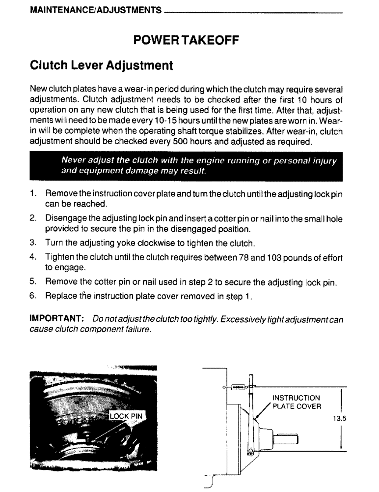 Схема запчастей Case IH 4390T - (043) - MAINTENANCE, ADJUSTMENTS, POWER TAKEOFF 