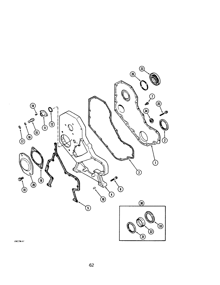 Схема запчастей Case IH 6590TA - (062) - FRONT GEAR COVER, 6-590, 6T-590 AND 6TA-590 ENGINE 