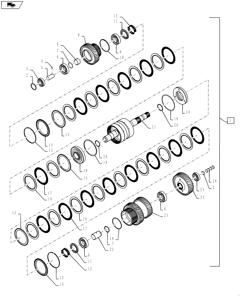 Схема запчастей Case IH QUADTRAC 450 - (21.155.05) - POWER SHIFT TRANSMISSION - 2ND SHAFT, PS4, 8C AND 8.5C (21) - TRANSMISSION