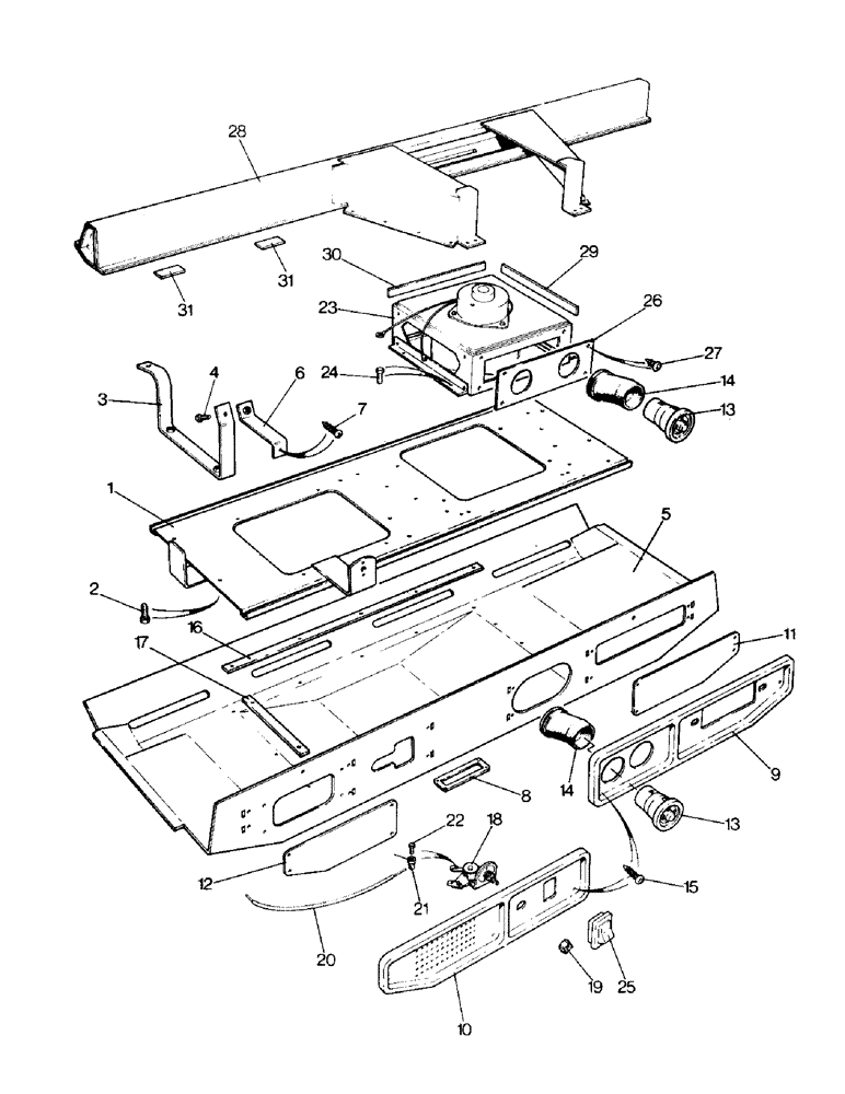 Схема запчастей Case IH 995 - (L25-1) - CHASSIS, HEATER AND VENTILATOR UNIT FOR CAB, 990Q, 995Q, 996Q S/N 11088300 AND AFTER (12) - CHASSIS