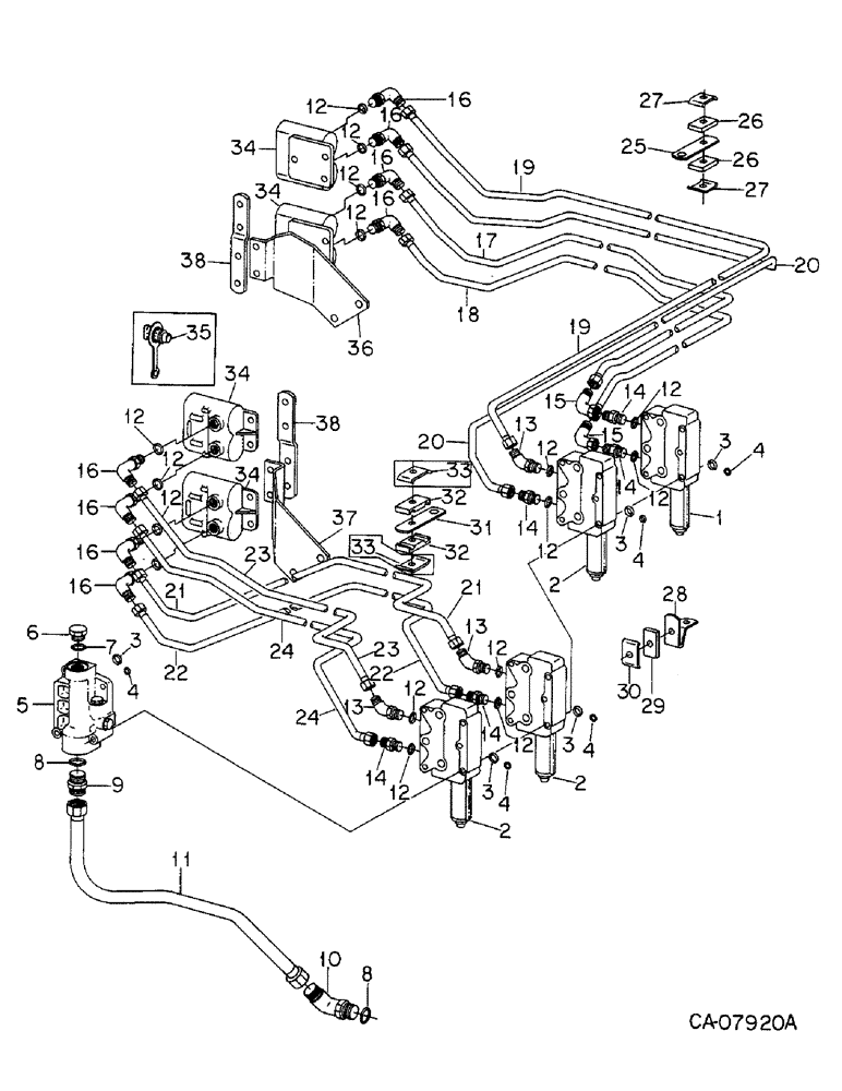 Схема запчастей Case IH 5088 - (10-22) - HYDRAULICS, TWO, THREE AND FOUR AUXILIARY VALVES (07) - HYDRAULICS