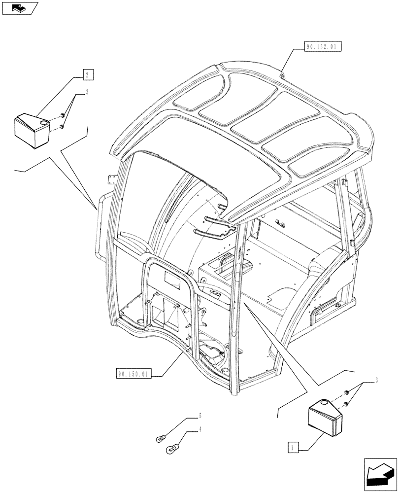 Схема запчастей Case IH FARMALL 65C - (55.404.04) - DIRECTION INDICATORS - W/CAB (55) - ELECTRICAL SYSTEMS