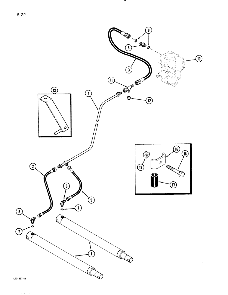 Схема запчастей Case IH 1620 - (8-22) - HEADER LIFT CYLINDER SYSTEM (07) - HYDRAULICS