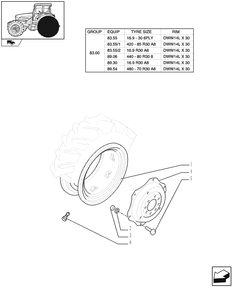 Схема запчастей Case IH FARMALL 105U - (83.00[01]) - REAR WHEELS (11) - WHEELS/TRACKS