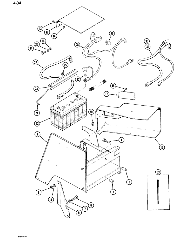 Схема запчастей Case IH 7110 - (4-34) - BATTERY, BATTERY BOX AND CABLES, STUD TYPE CABLES (04) - ELECTRICAL SYSTEMS