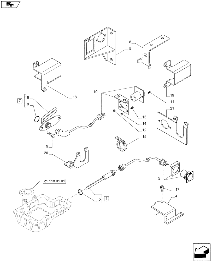 Схема запчастей Case IH PUMA 200 - (10.254.38[01]) - ENGINE BLOCK AND TRANSMISSION OIL HEATERS (120V) (VAR.728381) - C7114 (10) - ENGINE