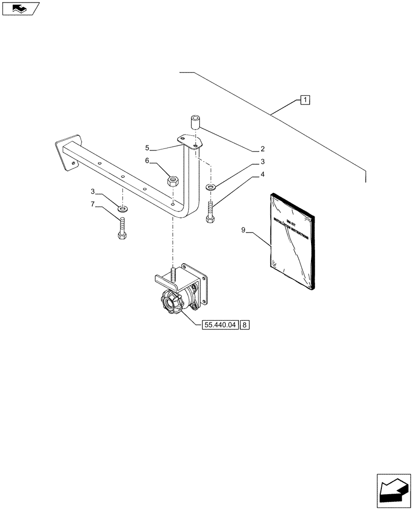 Схема запчастей Case IH PUMA 170 - (88.055.07) - DIA KIT - RH ROOF BRACKET FOR EQUIPMENT MONITOR (88) - ACCESSORIES