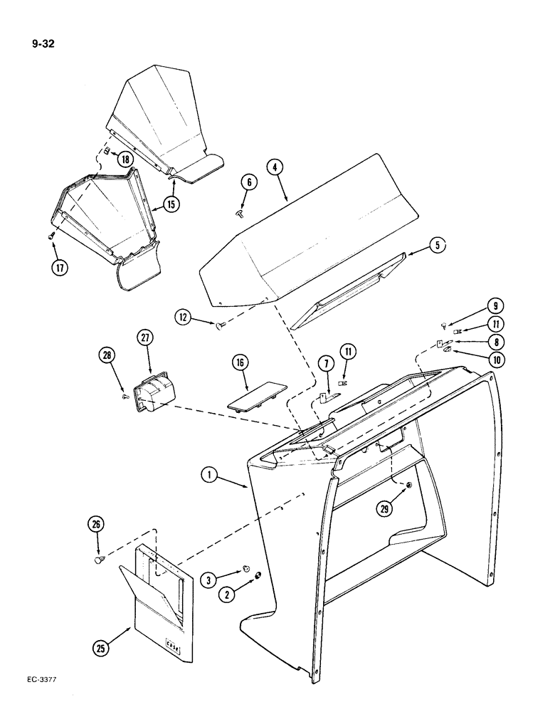 Схема запчастей Case IH 1896 - (9-032) - INSTRUMENT PANEL SHROUD (09) - CHASSIS/ATTACHMENTS