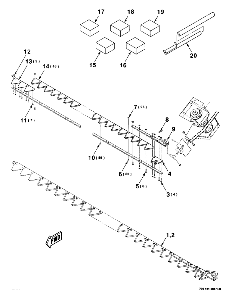 Схема запчастей Case IH 8820 - (5-22) - SICKLE ASSEMBLY, LEFT, 25 FOOT (09) - CHASSIS