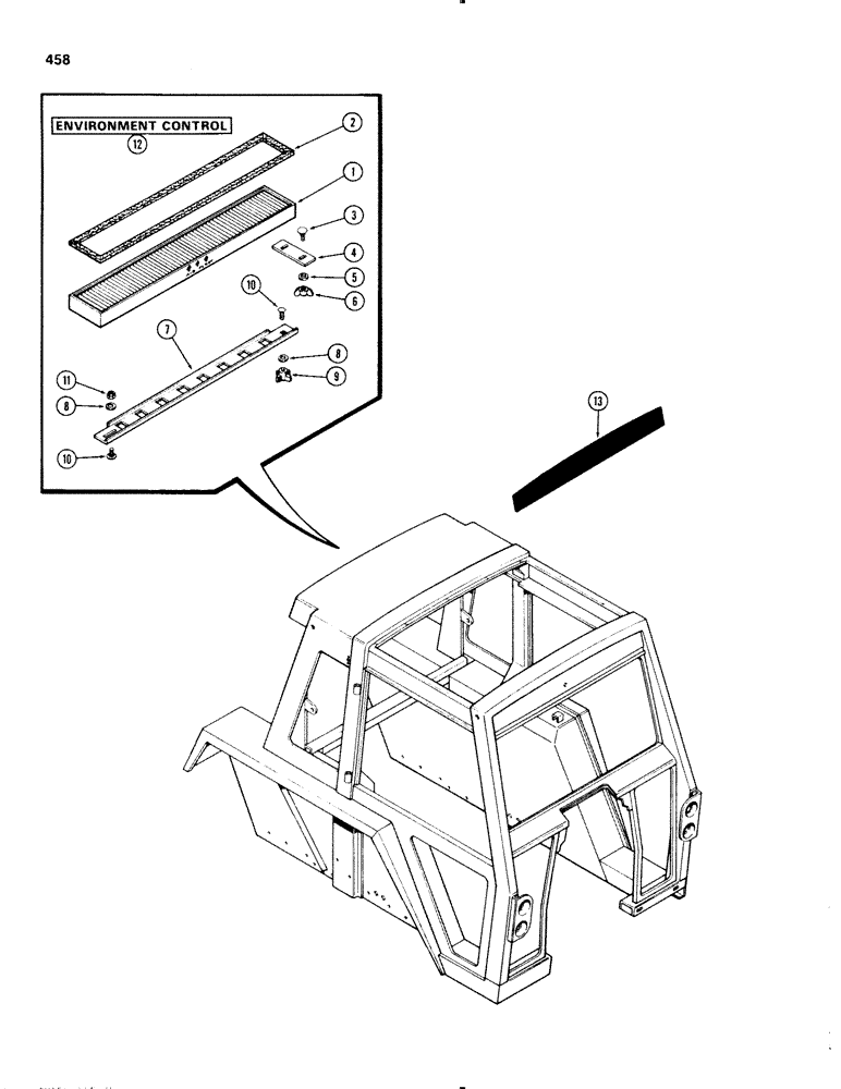 Схема запчастей Case IH 1270 - (458) - CAB, AIR FILTER (09) - CHASSIS/ATTACHMENTS