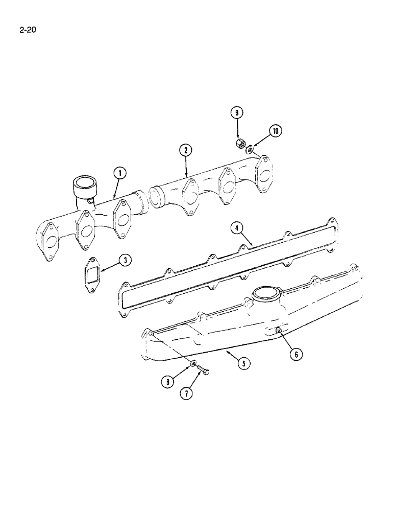 Схема запчастей Case IH 1640 - (2-20) - INTAKE AND EXHAUST MANIFOLD, D466 ENGINE (01) - ENGINE