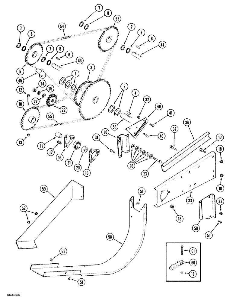 Схема запчастей Case IH 1670 - (9E-16) - GRAIN TANK UNLOADER CHAIN DRIVE (17) - GRAIN TANK & UNLOADER