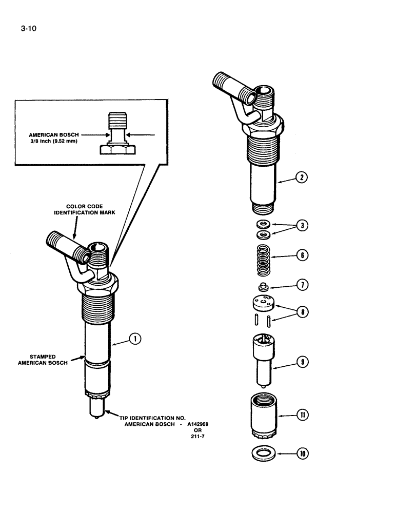 Схема запчастей Case IH 3394 - (3-10) - FUEL INJECTION NOZZLE, 504BDT DIESEL ENGINE, RED COLOR CODE IDENTIFICATION (03) - FUEL SYSTEM