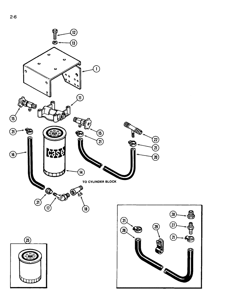 Схема запчастей Case IH 3594 - (2-006) - WATER FILTER (02) - ENGINE