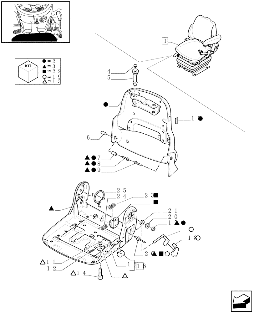 Схема запчастей Case IH MAXXUM 140 - (1.93.3/ G[02]) - DELUXE SEAT WITH MECHANICAL SUSPENSION. OPS AND BELTS - BREAKDOWN - W/CAB - D5518 (10) - OPERATORS PLATFORM/CAB