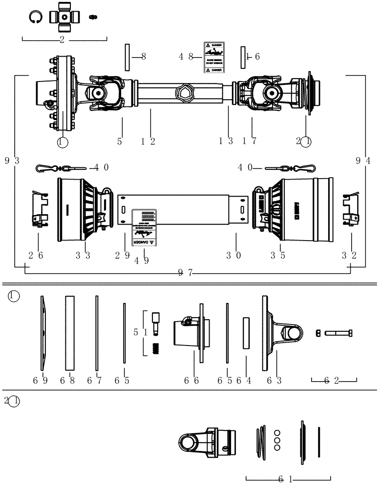 Схема запчастей Case IH 1010 - (09C-12A[02]) - DRIVE SHAFT 15.0, 16.5, 17.5 AND 20.0 FOOT HEADER ASN CBJ044231 (09) - CHASSIS/ATTACHMENTS