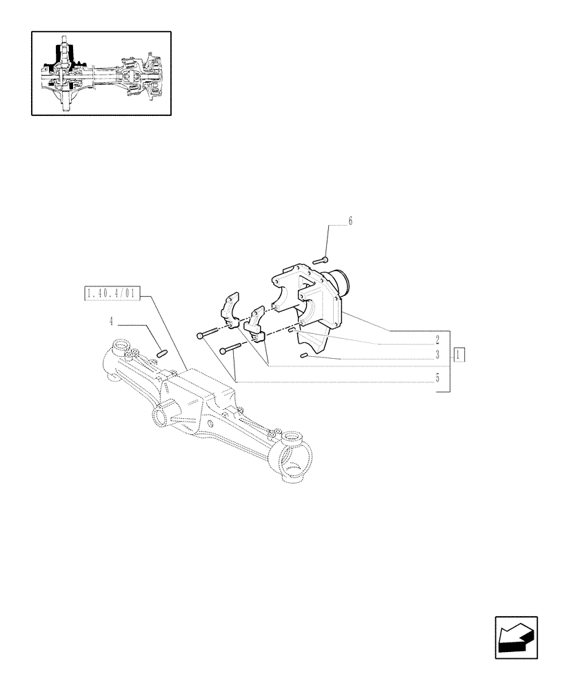 Схема запчастей Case IH MAXXUM 115 - (1.40. 4/05[01]) - (CL.3) SUSPENDED FRONT AXLE W/MULTI-PLATE DIFF. LOCK AND ST. SENSOR - SUPPORT - C5954 (VAR.330414) (04) - FRONT AXLE & STEERING