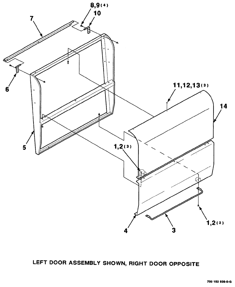 Схема запчастей Case IH 8880 - (07-066) - DOOR ASSEMBLY - LEFT AND RIGHT (90) - PLATFORM, CAB, BODYWORK AND DECALS