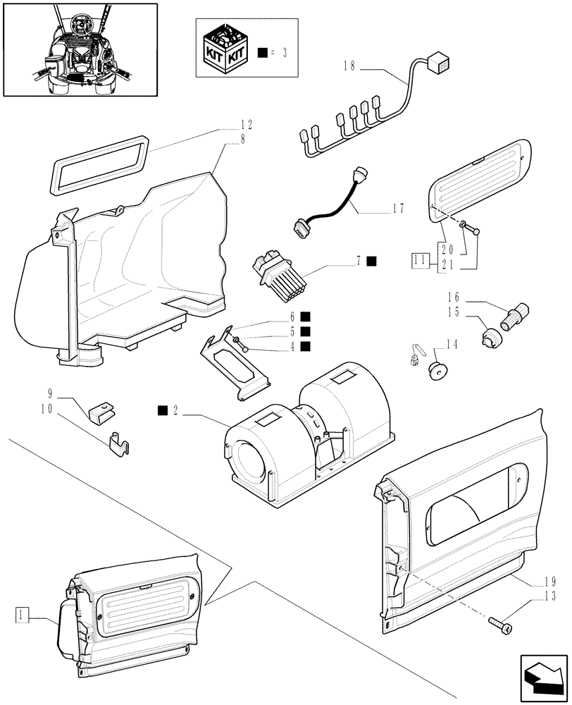 Схема запчастей Case IH MAXXUM 115 - (1.94.2/02D) - AUTOMATIC CLIMATE CONTROL - BLOWER - BREAKDOWN - D5923 - C6119 (VAR.330643) (10) - OPERATORS PLATFORM/CAB