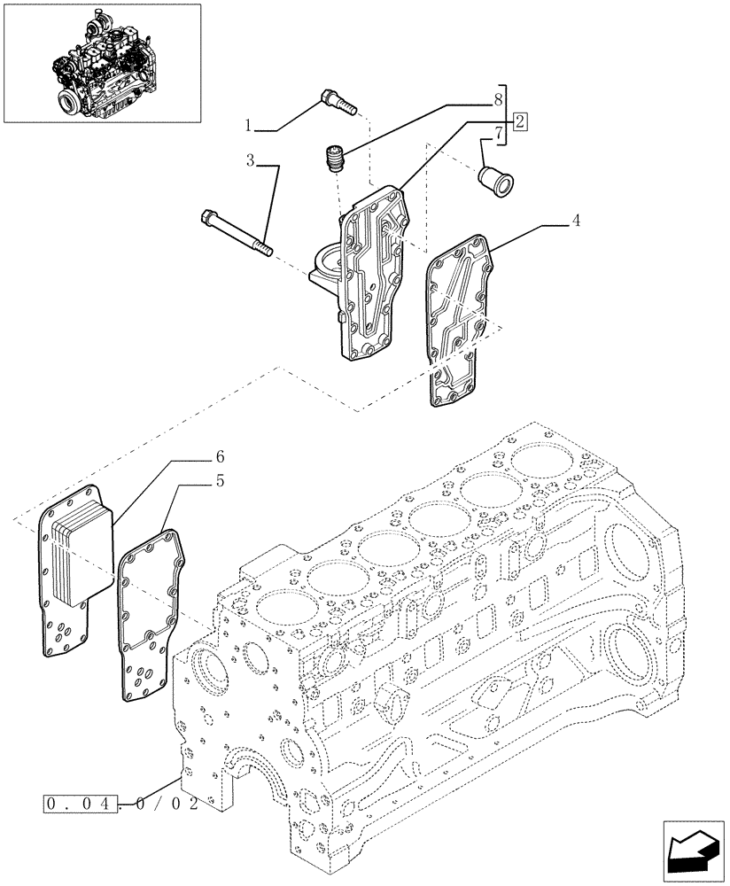 Схема запчастей Case IH MAXXUM 115 - (0.31.5/02) - HEAT EXCHANGER ENGINE (STD + VAR.330003-332115-332116) (01) - ENGINE