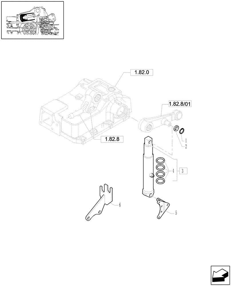 Схема запчастей Case IH MAXXUM 100 - (1.82.6/01) - ONE SUPPLEMENTARY CYLINDER - LIFTER, PISTONS AND CYLINDER (STD + VAR.330914-330900-331840-331841) (07) - HYDRAULIC SYSTEM