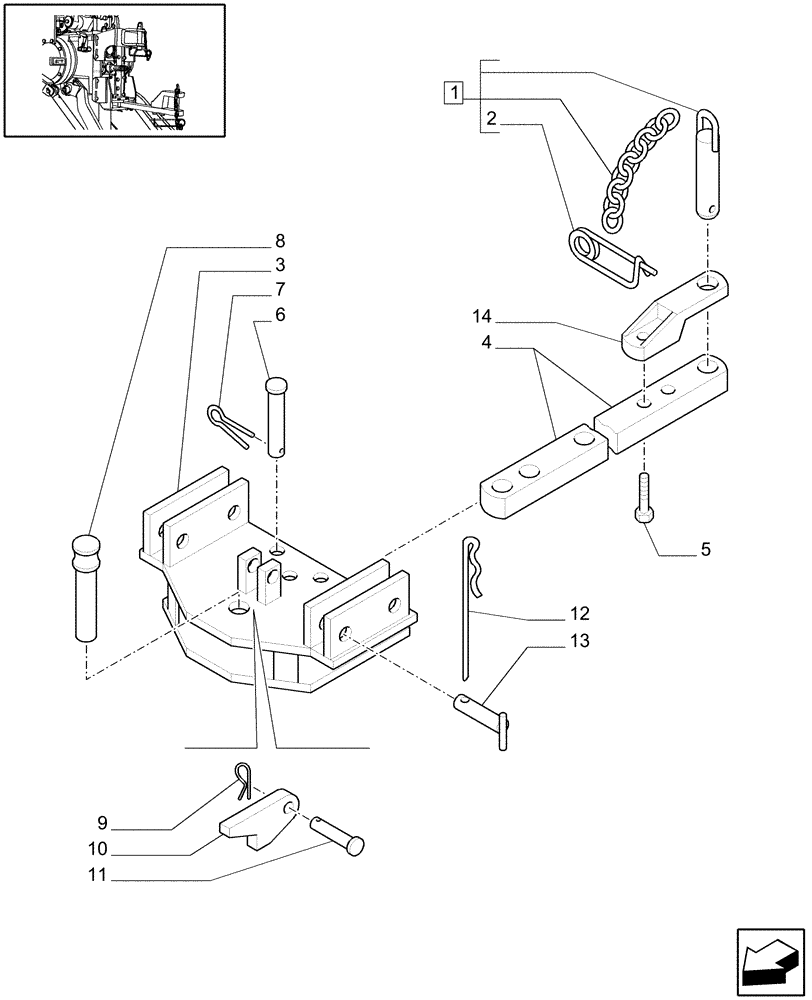 Схема запчастей Case IH JX1085C - (718913160) - (DIA KIT) DRAWBAR 29 MM (18) - VARIATIONS