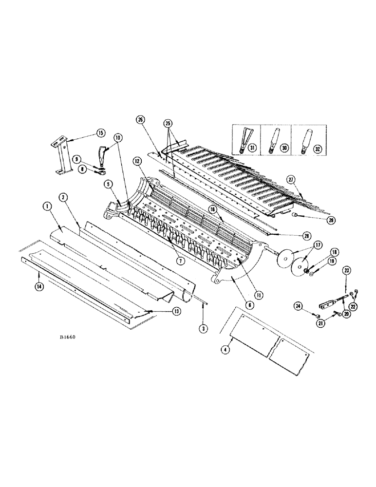 Схема запчастей Case IH 660 - (088) - CONCAVES, TINES AND REMOVABLE FEED PLATE, SPIKE TOOTH 