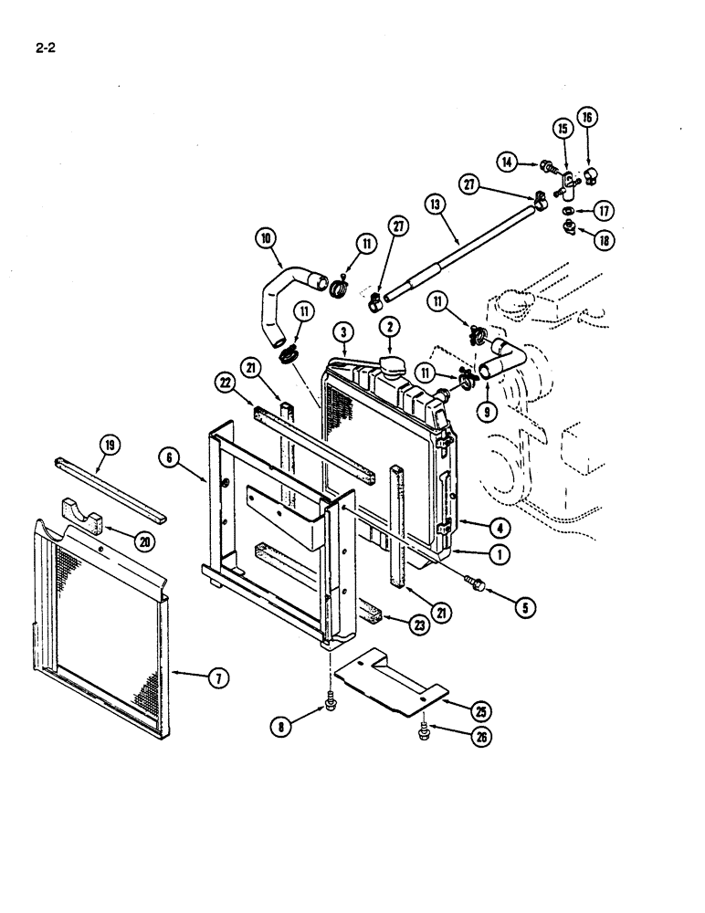 Схема запчастей Case IH 245 - (2-02) - RADIATOR AND ATTACHING PARTS (02) - ENGINE