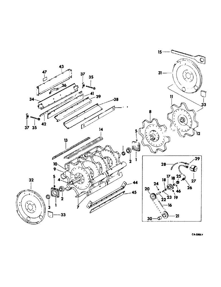 Схема запчастей Case IH 815 - (21-01) - THRESHING CYLINDER AND CONCAVE, RASP BAR CYLINDER (14) - THRESHING