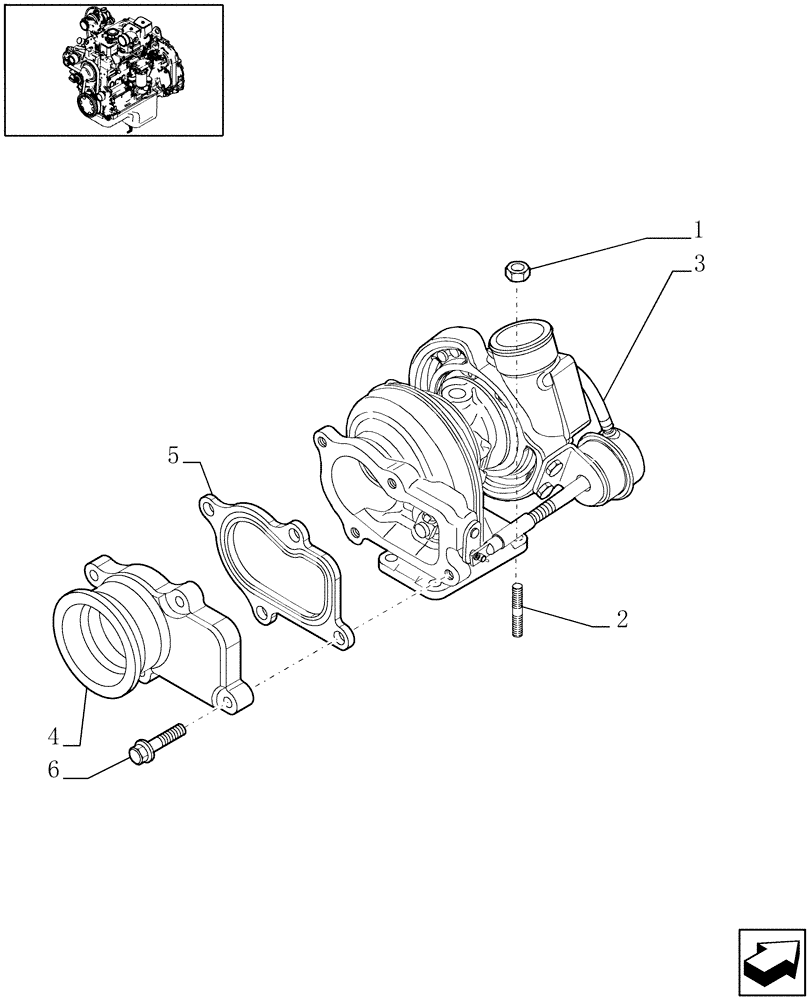 Схема запчастей Case IH WDX1002S - (01.12[02.2]) - TURBOCHARGER, INTERNAL (01) - ENGINE