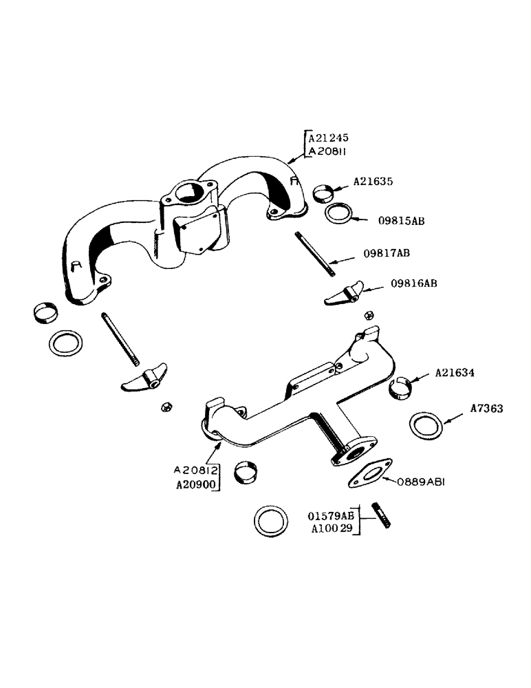 Схема запчастей Case IH 800 - (198) - INTAKE AND EXHAUST MANIFOLD (10) - ENGINE