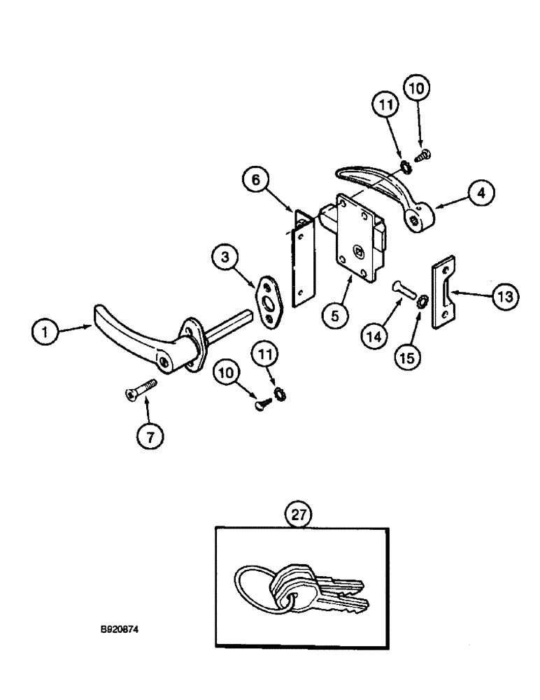 Схема запчастей Case IH 2055 - (9E-16) - CAB ASSEMBLY, DOOR HANDLE (10) - CAB & AIR CONDITIONING