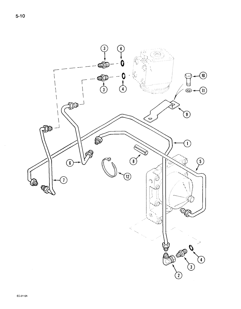 Схема запчастей Case IH 495 - (5-010) - POWER STEERING TUBES, REAR, WITHOUT 2 SPEED POWER SHIFT (05) - STEERING