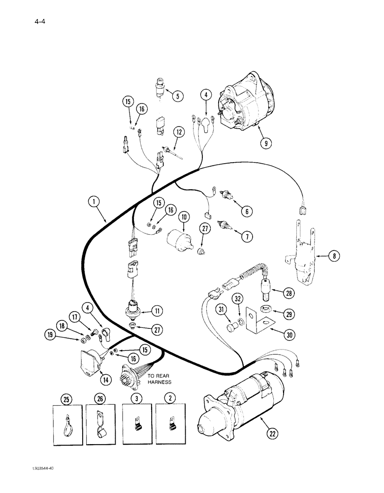 Схема запчастей Case IH 1822 - (4-04) - ENGINE HARNESS, 1822 COTTON PICKER (06) - ELECTRICAL SYSTEMS