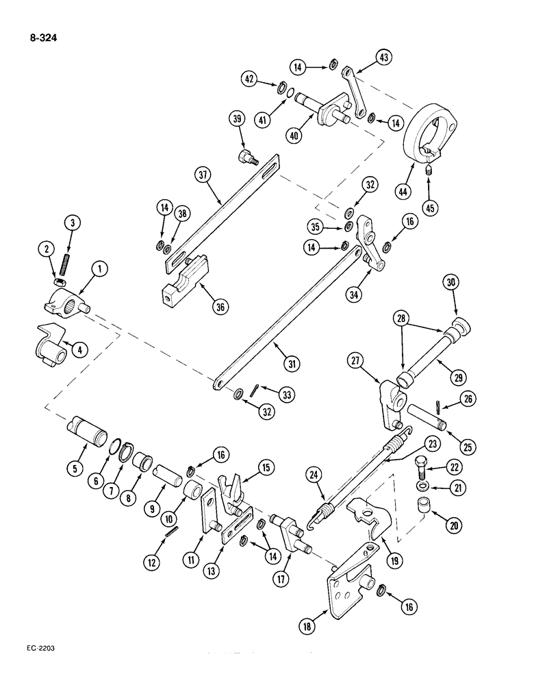 Схема запчастей Case IH 385 - (8-324) - DRAFT CONTROL LINKAGE IN REAR FRAME (08) - HYDRAULICS